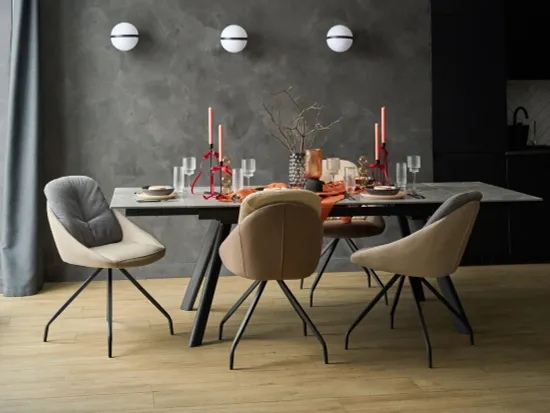 Раскладной обеденный стол Bronte черный керамика 160-240