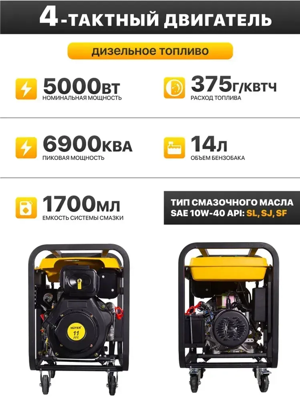 Дизельный генератор 5квт Huter LDG 7000LXА, генератор дизельный 5квт