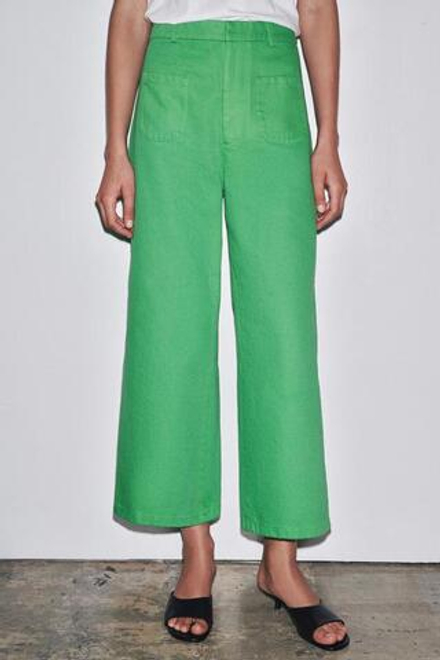 ZARA БРЮКИ С ВЫСОКОЙ ПОСАДКОЙ LIMITED EDITION, ЗЕЛЕНЫЙ