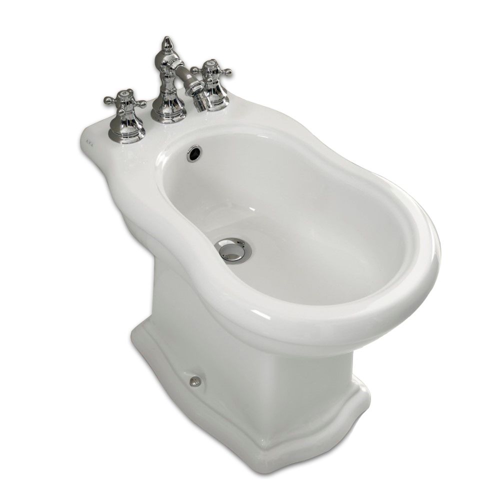 Биде напольное ODETTA, с креплением, белое/хром, SW-OD22065+ST-FIX04-CR