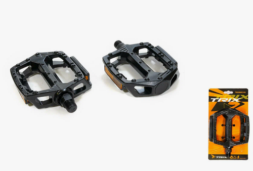 Педали TRIX PLATFORM алюминиевые, 100x105мм, резьба 9/16", с шипами, черные (50)