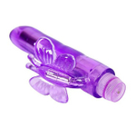 Фиолетовый вибратор для двойной стимуляции Crystal Butterfly (Цвет: фиолетовый)