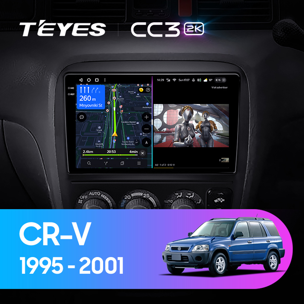 Teyes CC3 2K 9"для Honda CR-V 1995-2001