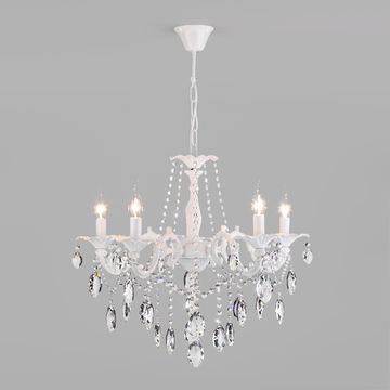 Люстра подвесная 10108/5 белый/прозрачный хрусталь Strotskis Veletta Eurosvet