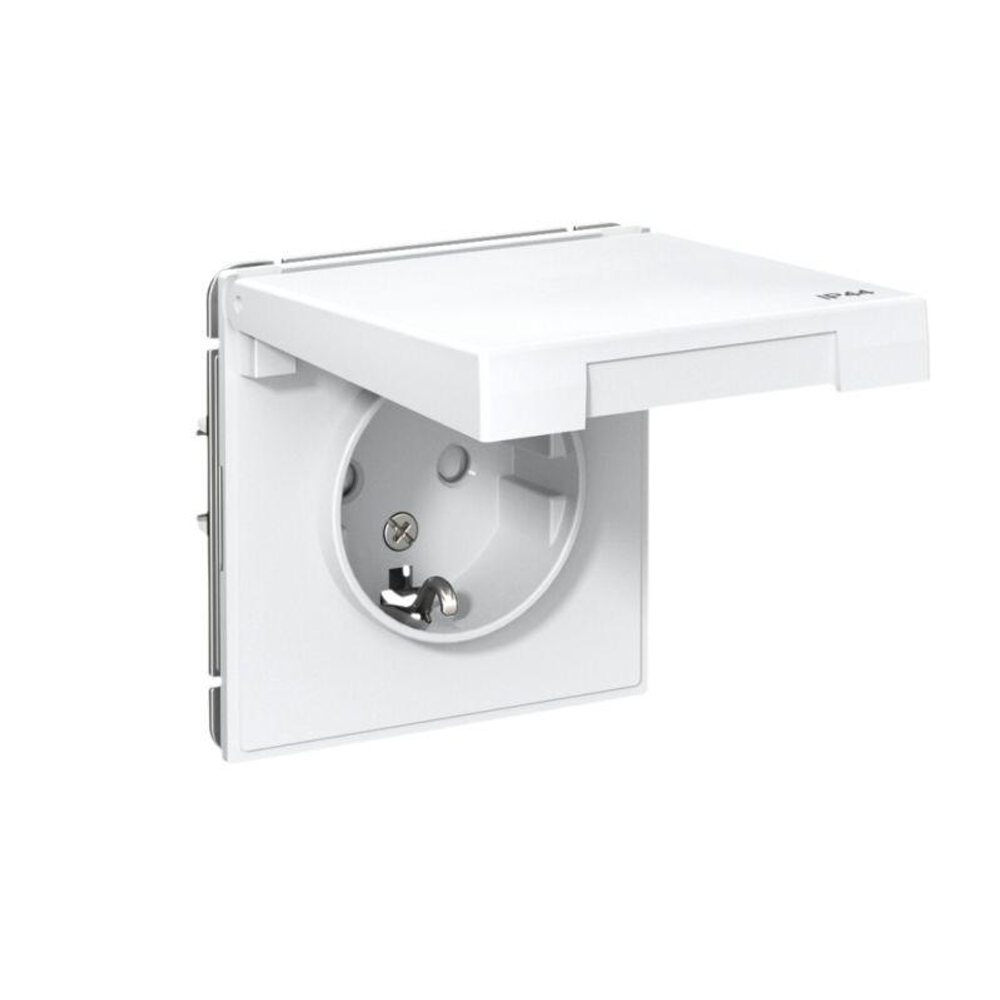 Розетка ArtGallery 16А IP44 с заземл. защ. шторки с крышкой механизм бел. SE GAL440146