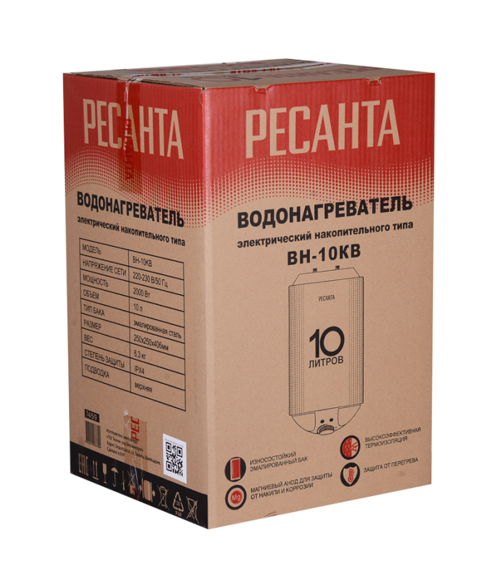 Водонагреватель накопительный ВН-10КВ Ресанта