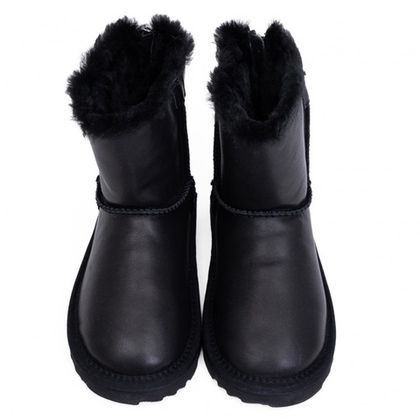 UGG Kids Classic Short Zip Leather Black