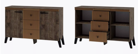 Комод с ножками Ольга-3 Дуб коми/голден Пэлас