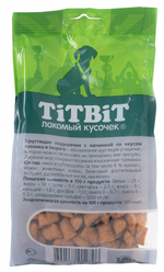 TitBit лакомство для собак Хрустящие подушечки с начинкой кролик и творог для щенков 95 гр.