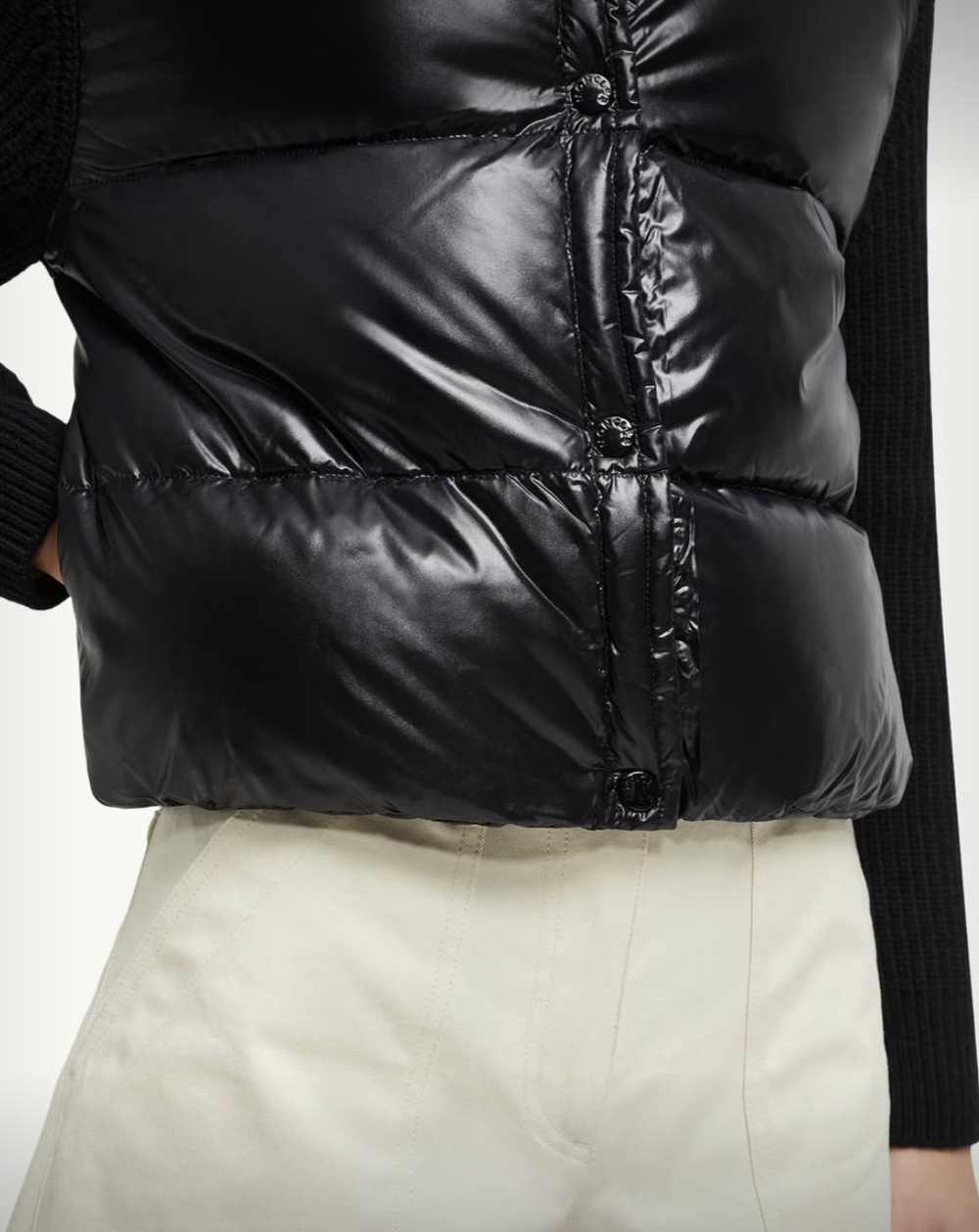 Утеплённый шерстяной жакет с пухом и лаковым нейлоном от Moncler