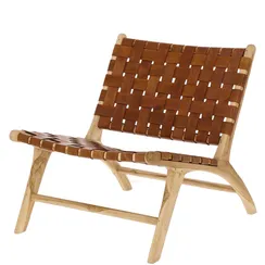 Кресло Calixta из тика и коричневой кожи