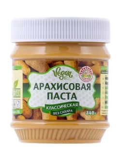 Арахисовая паста Vegan Классическая без сахара Азбука продуктов 340 г