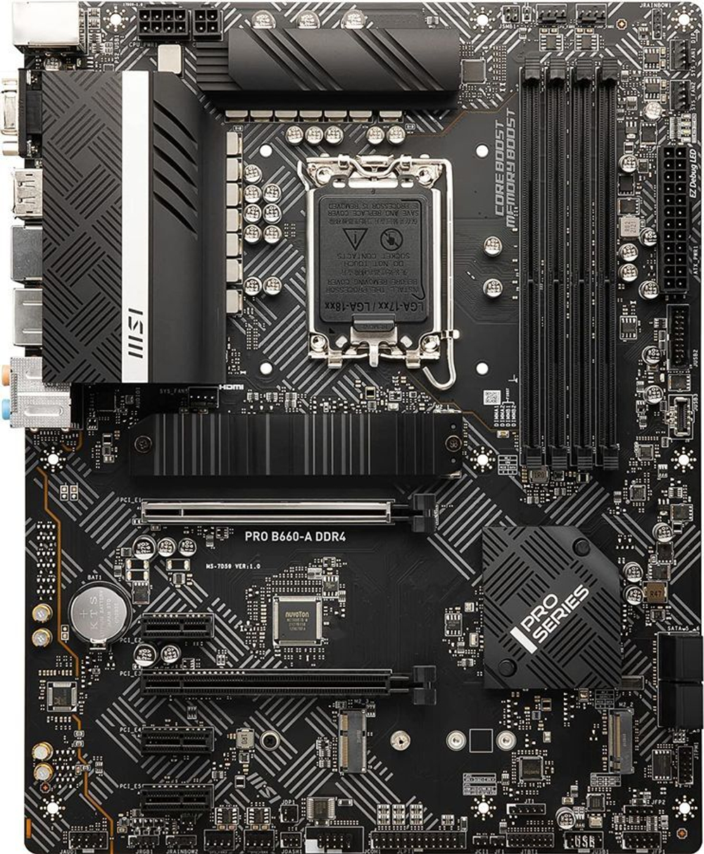 Материнская плата MSI PRO B660-A DDR4 Socket 1700, Intel B660, 4xDDR4, ATX