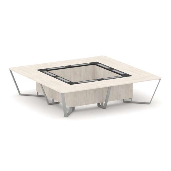 Steel Meet Стол переговорный квадратный KM-PR.B.SP-16K Денвер Светлый/Графит Глянец/Металл Серый 320