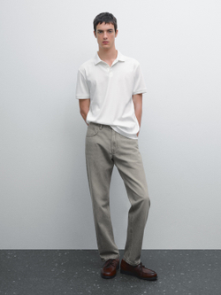 Massimo Dutti Поло с короткими рукавами и воротником, белый