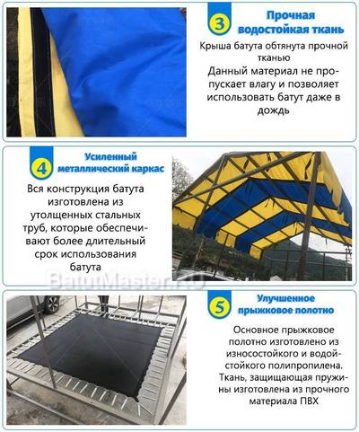 Батутная арена «Цветной Домик» с защитной сеткой, лестницей и крышей, диаметр 8 фт