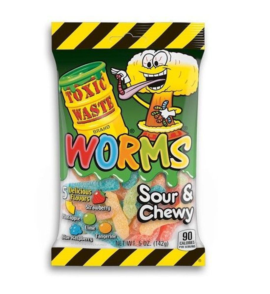 Кислый жевательный мармелад Toxic Waste Worms, 142 г