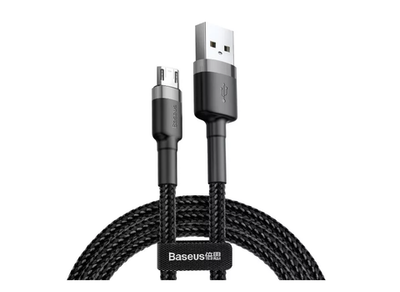 Кабель Baseus Cafule Cable 2.4A (USB) на (Micro-USB) (CAMKLF-BG1) 100см тканевая оплётка (черный)