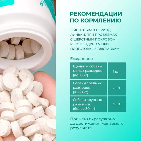 Витамины Фитомины Форте для шерсти собак, на основе растительных, минеральных и биоактивных веществ, 200 таблеток