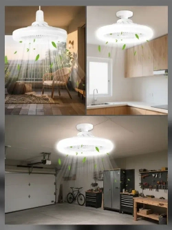 Потолочный вентилятор 38W Черный E27 диммируемый