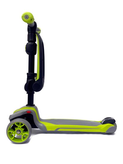 Самокат-беговел со светящимися колёсами 3 в 1 Scooter Micar Moby Green-Grey