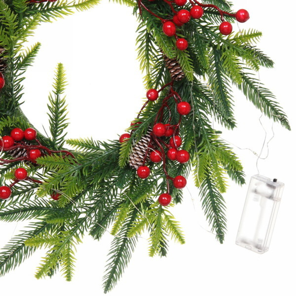 Венок новогодний с подсветкой «Новогоднее сияние» 40 см