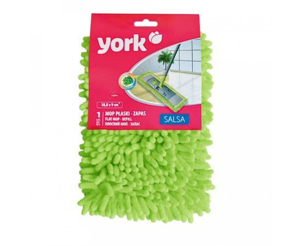 Насадка МОП для швабры плоская микрофибра с карманами 13х42см Сальса зеленая 081310 York