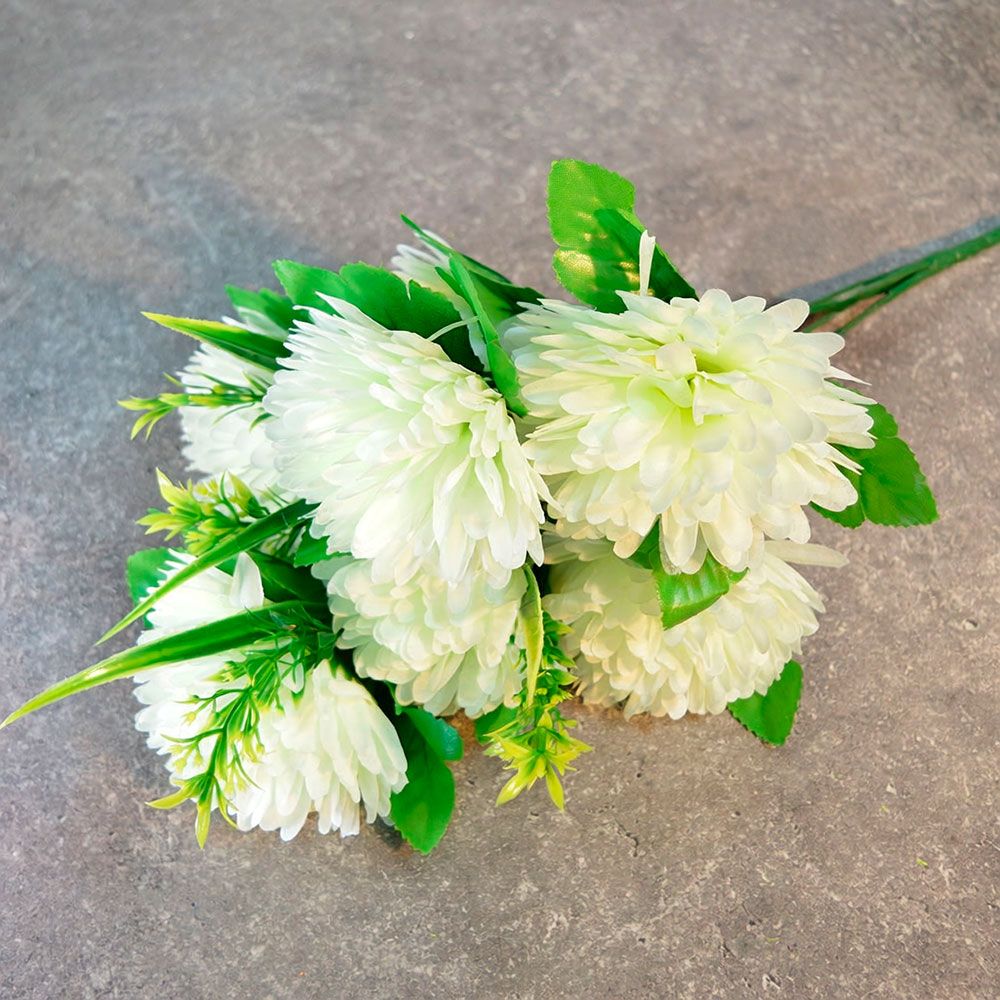 Цветы искусственные "Цветочная мелодия" Хризантемы 40см 7 цветков белые