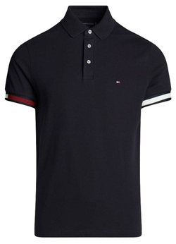 Мужское теннисное поло Tommy Hilfiger Flag Cuff Slim Fit - небесный