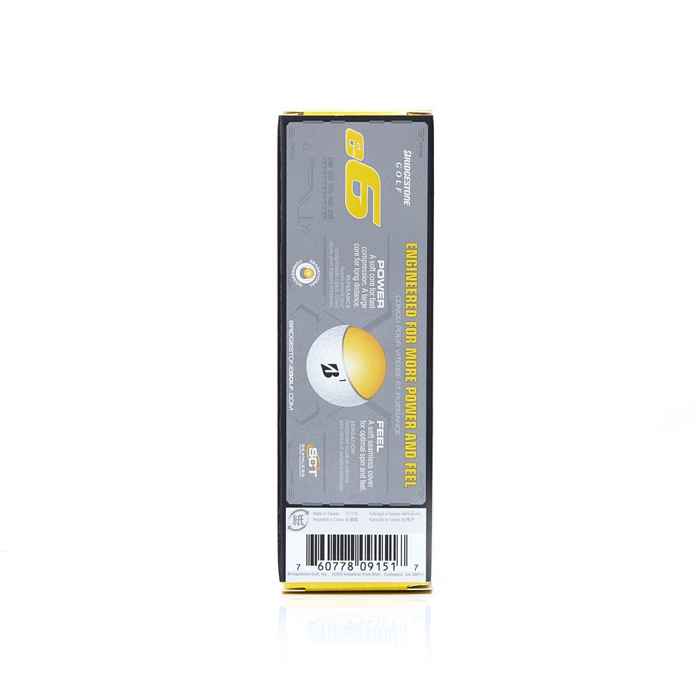 Мяч для гольфа Bridgestone e6 Yellow,  BGB3EYX, 3 шт/уп, желтый