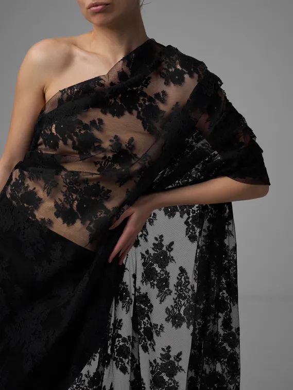 Кружевное неэластичное полотно, арт. M6175, черный 170