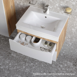 Тумба подвесная IDDIS Cloud, 60 см, белая/золотистый дуб, CLO60Y0i95