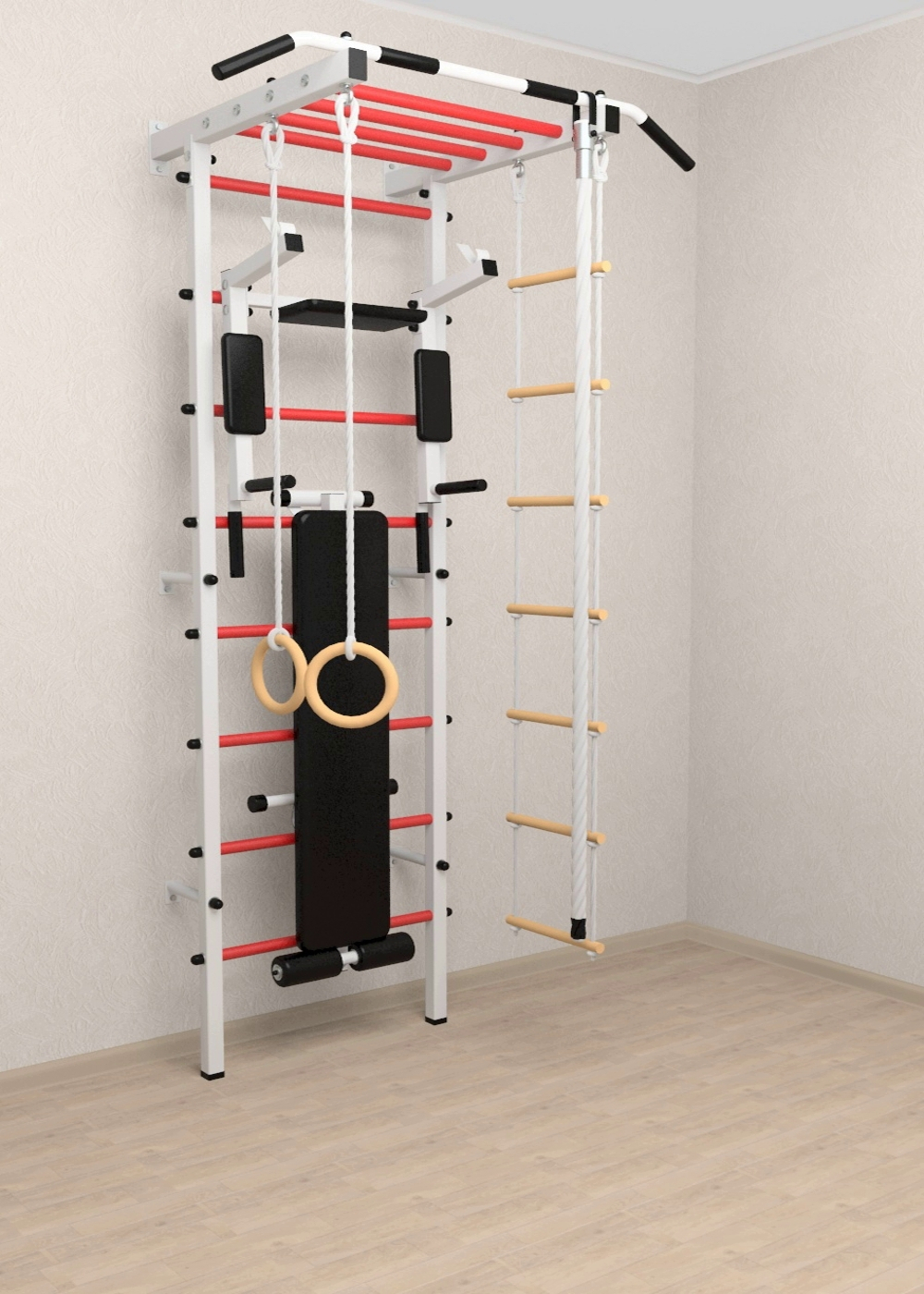 Шведская стенка Sv Pro рукоход 855 (Турник Pro рукоход/Брусья/стойка/Скамья/Канат/Kольца/Лестница)