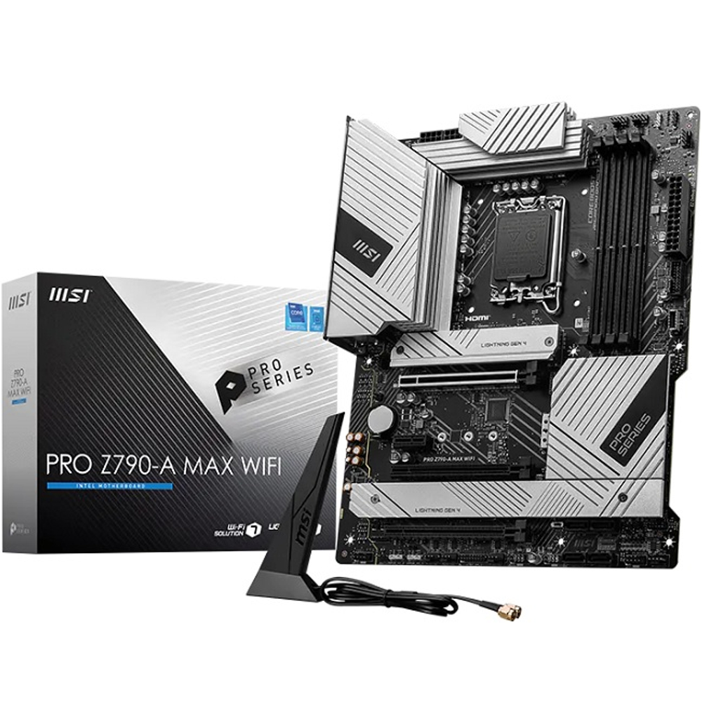 Материнская плата MSI PRO Z790-A MAX WIFI (LGA1700/Z790/4xDDR5/3xPCI-Ex16/4xM.2/SB/GLAN/Wi-Fi/BT/DisplayPort/HDMI/ATX)