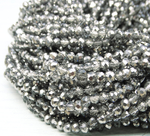 БП060ДН34 Хрустальные бусины "рондель", цвет: белый с серебристым AB, 3х4 мм, кол-во: 95-100 шт.