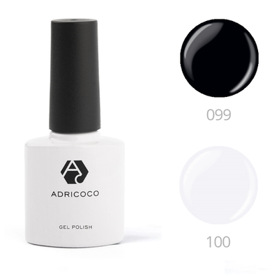 Комплект Черный и белый гель-лак Adricoco