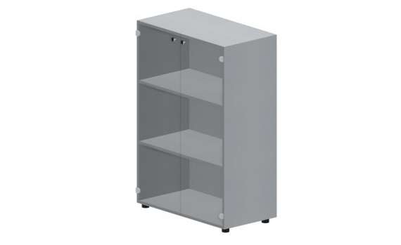 Шкаф 80х44х118см для документов (2 стеклянные тонированные двери, 2 полки, ручки - хром)