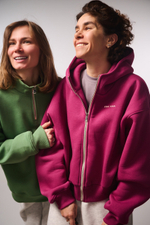 Худи на молнии укороченная с начесом, "Малина"