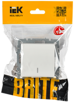 BRITE Выключатель 1-клавишный проходной с индикацией 10А ВС10-1-7-БрБ белый IEK