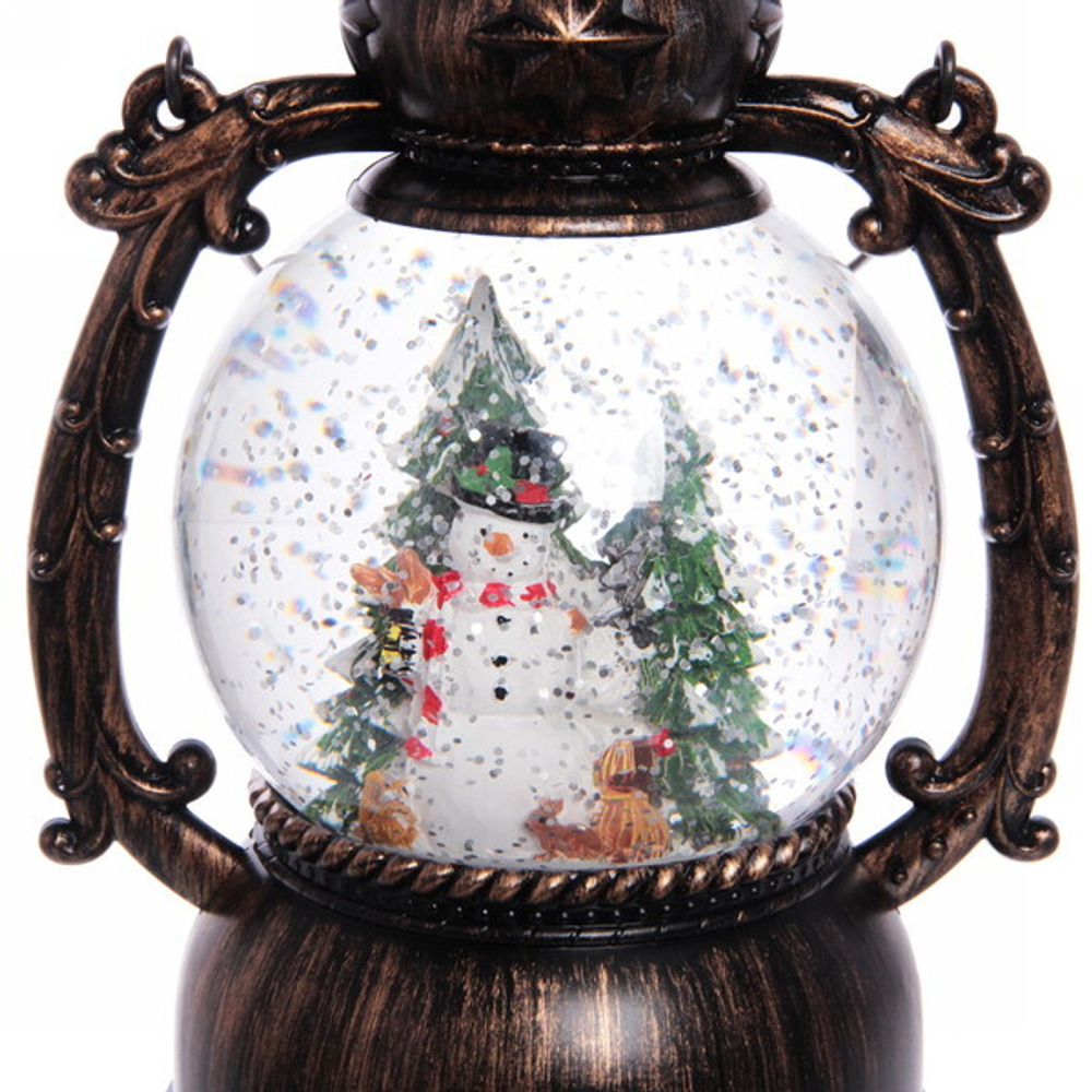Сувенир с подсветкой Christmas «Лампа Снеговичок в лесу» 20 см (без музыки)