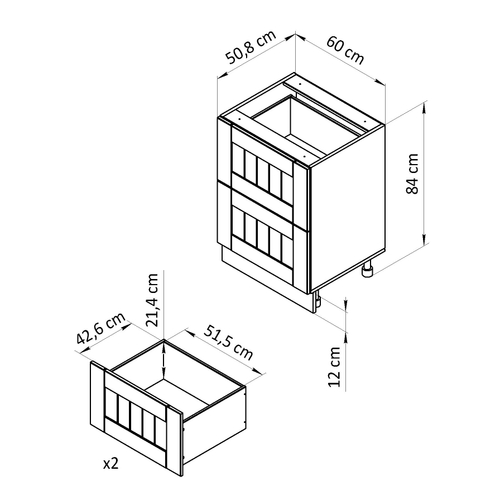 Кухонный модуль напольный 60 Вестфалия с ящиками, массив сосны