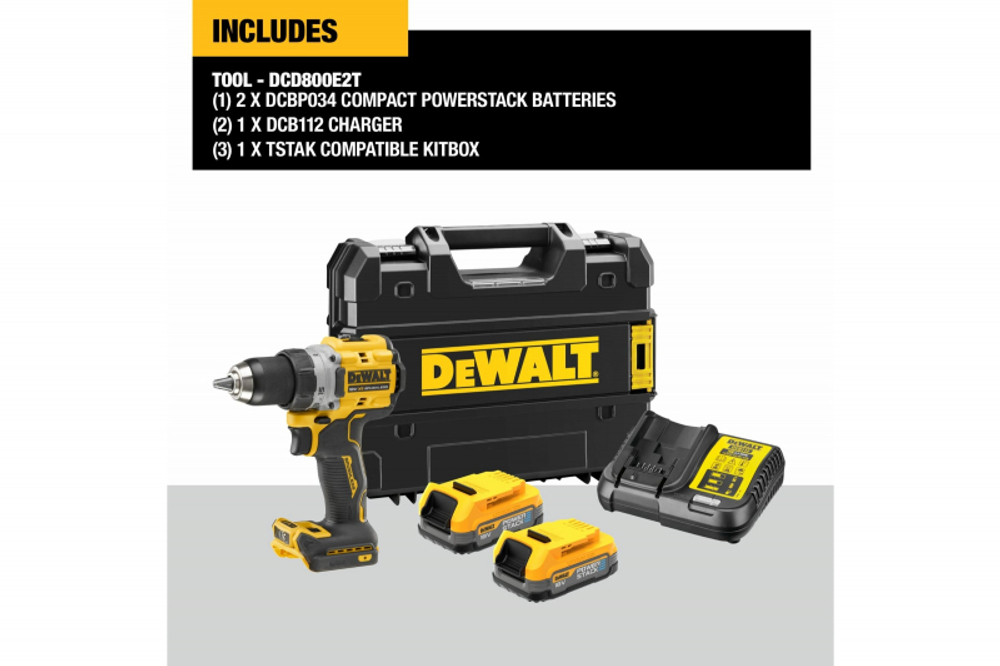 Аккумуляторная дрель-шуруповерт DeWALT DCD800E2T-QW