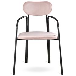 Набор из 2 стульев Ror, Round, велюр, черный/розовый
