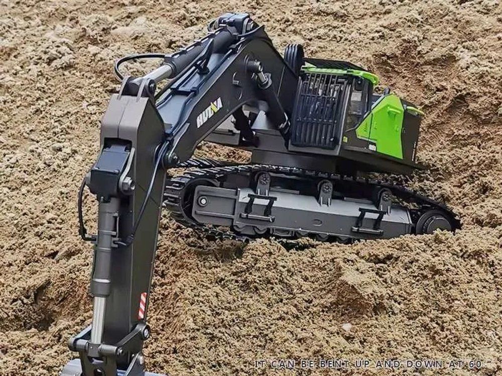 Радиоуправляемый экскаватор HUINA масштаб 1:14 2.4G - HN1593-1 , версия с двумя дополнительными насадками в комплекте , новинка 2025г