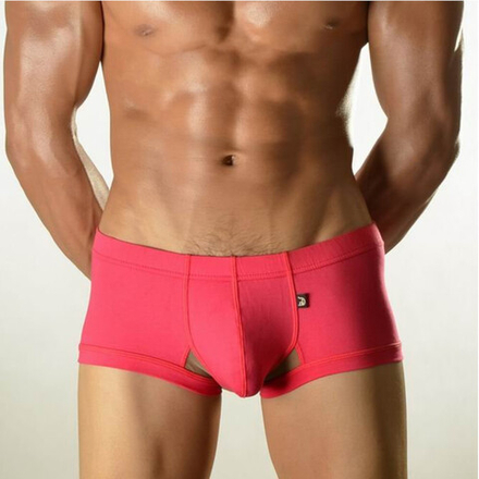 Мужские трусы хипсы фуксия с бежевой сеткой DOOP Pink&Beige Net Trunk