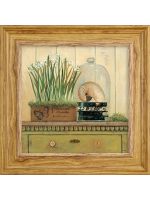 Картина настенная интерьерная в раме "под дерево" 26*26 см