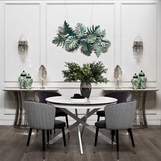 83MC-1907DT WH Стол обед.круг раскл.керам.бел. 170(120)*120*76см