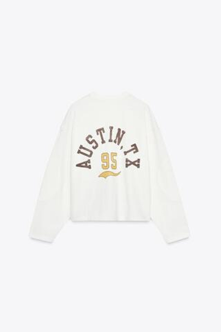ZARA ТОЛСТОВКА С НАДПИСЬЮ, ЭКРЮ