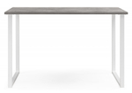 Стол деревянный Woodville Лиман 117 x 77 бетон светлый, белый матовый, ножки белые