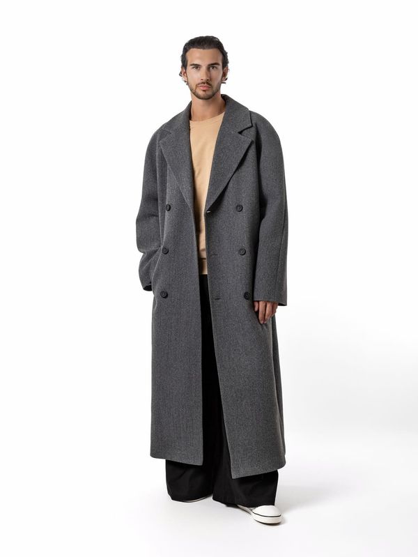 Пальто двубортное графит - фото 1